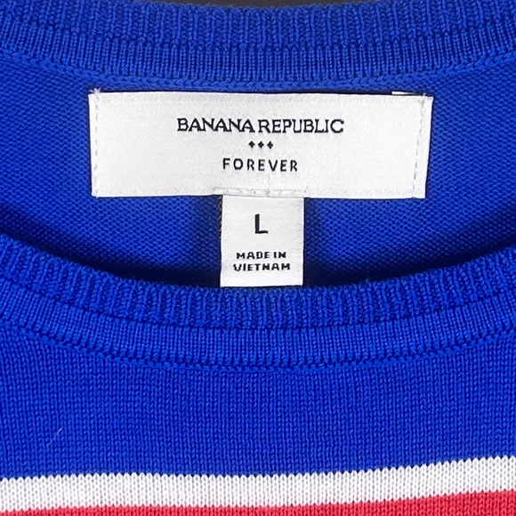 Banana Republic Vibrant Blue Top with Orange White Stripes - Picture 4 of 4